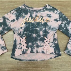 JUSTICE ACTIVE GIRLS METALLIC TYE DYE DECORATIVE LONG SLEEVE SHIRT